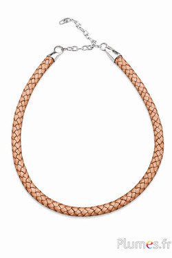 Leren halsketting - Ø 1 cm, leng. 50 cm - natuurlijk